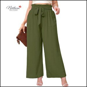 Plus Size Wide Leg Lounge Pants with Pockets Lightweight Loose Flowy Trousers